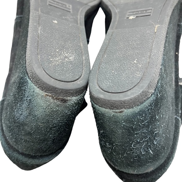 TOMS Genuine Leather Solid Black Suede Wedge Ankle Boots Booties Shoes sz 11 - Picture 16 of 16